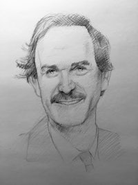 a pencil drawing of a man with a mustache