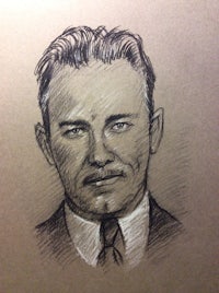 a drawing of a man in a suit and tie