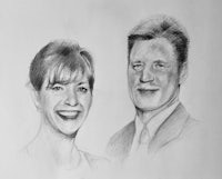 a pencil drawing of a man and woman