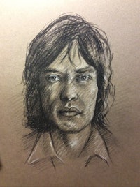 a pencil drawing of a man with long hair