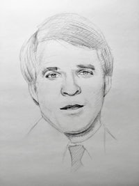 a pencil drawing of a man in a suit