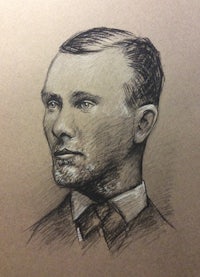a pencil drawing of a man in a suit