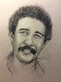 a pencil drawing of a man with a mustache