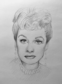 a pencil drawing of a woman with earrings