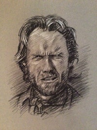 a pencil drawing of a man with a beard
